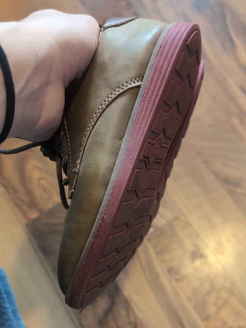 OshKosh B'gosh Brown Kids Lace up Dress Shoes with Maroon Soles